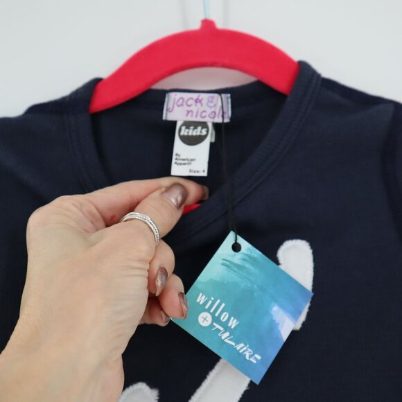 Jack & Nicole Graffiti Guitar Tee Kids 4 Black Elevated Indie Casual Playful NWT - Picture 2 of 7
